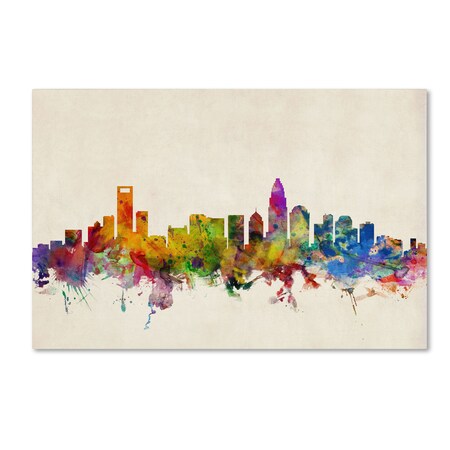 Trademark Fine Art Michael Tompsett 'Charlotte Watercolor Skyline' Canvas Art, 22x32 MT0425-C2232GG